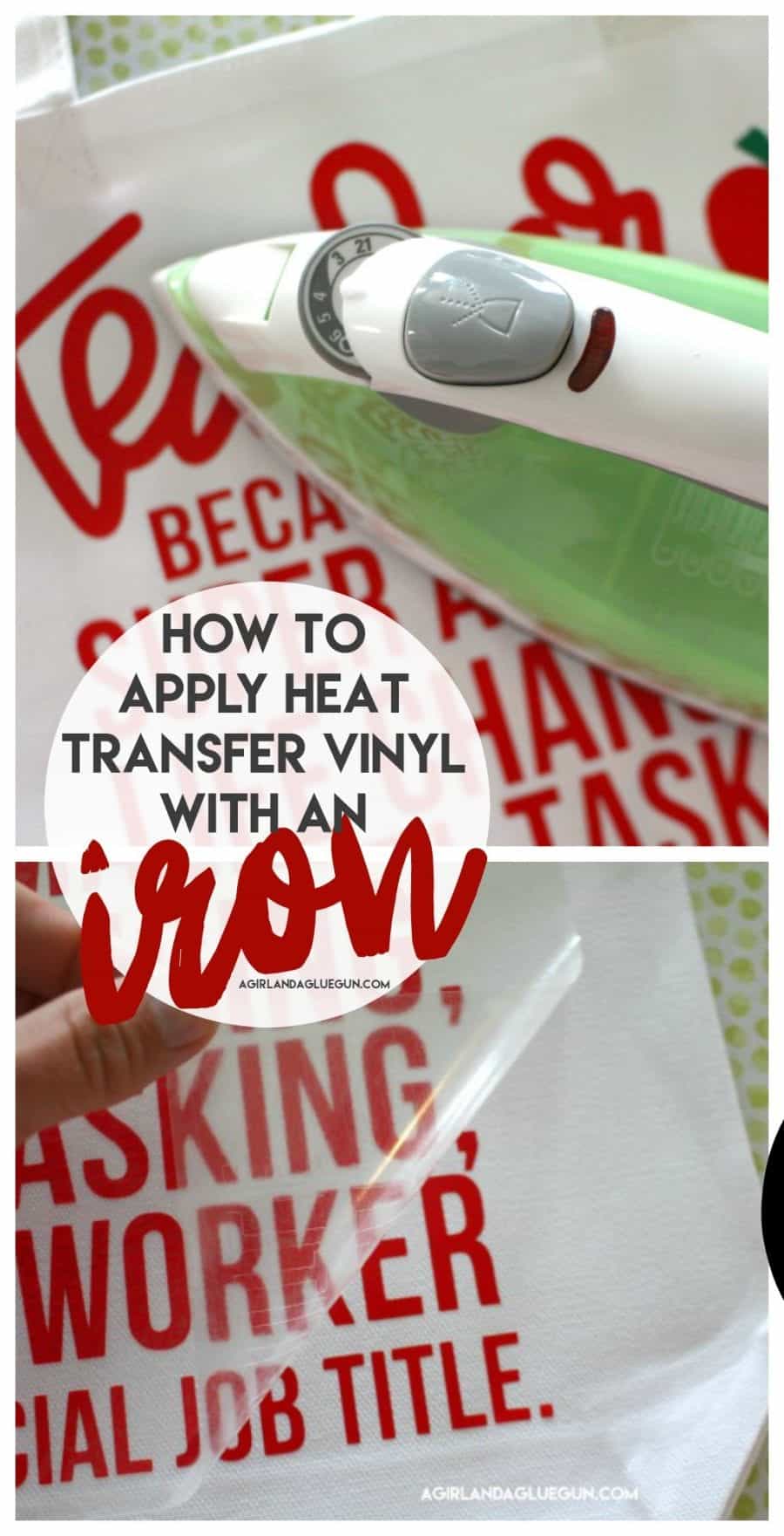 How to apply Heat transfer vinyl with an Iron! - A girl and a glue gun